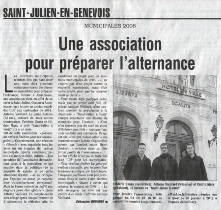 Le Dauphiné Libéré 14 janvier 2006